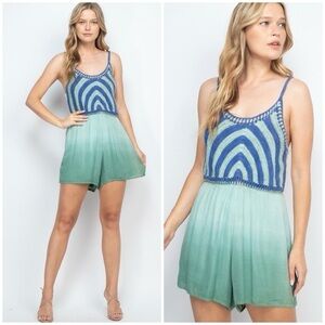 EN‎ CREME Boho Chiv Crochet Top Romper S, M or L